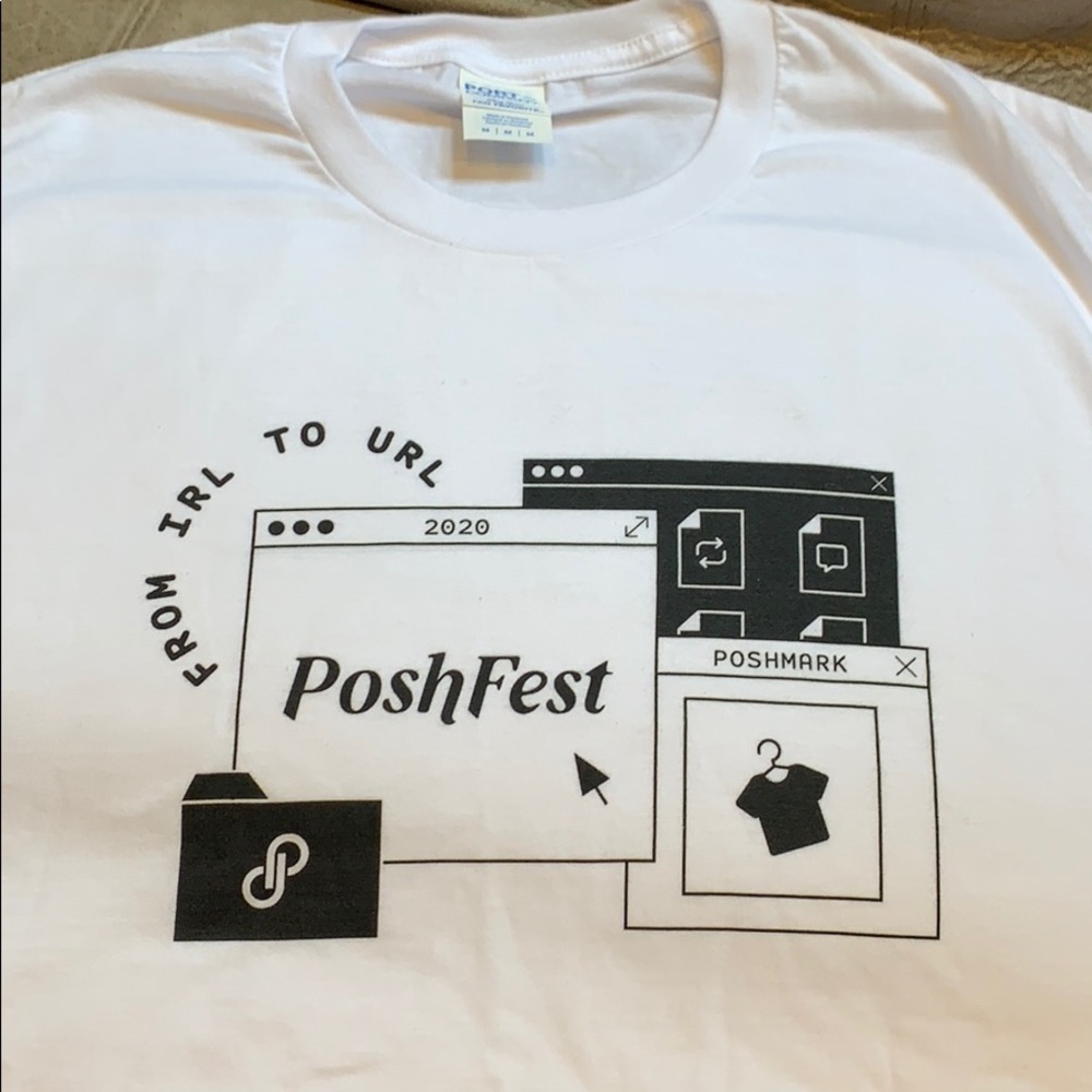 Poshfest 2020 white tshirt, medium runs big!